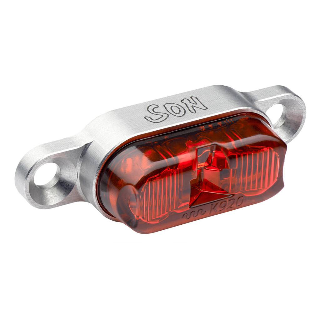 Rear light rack mount, silver / red, 50 mm spacing