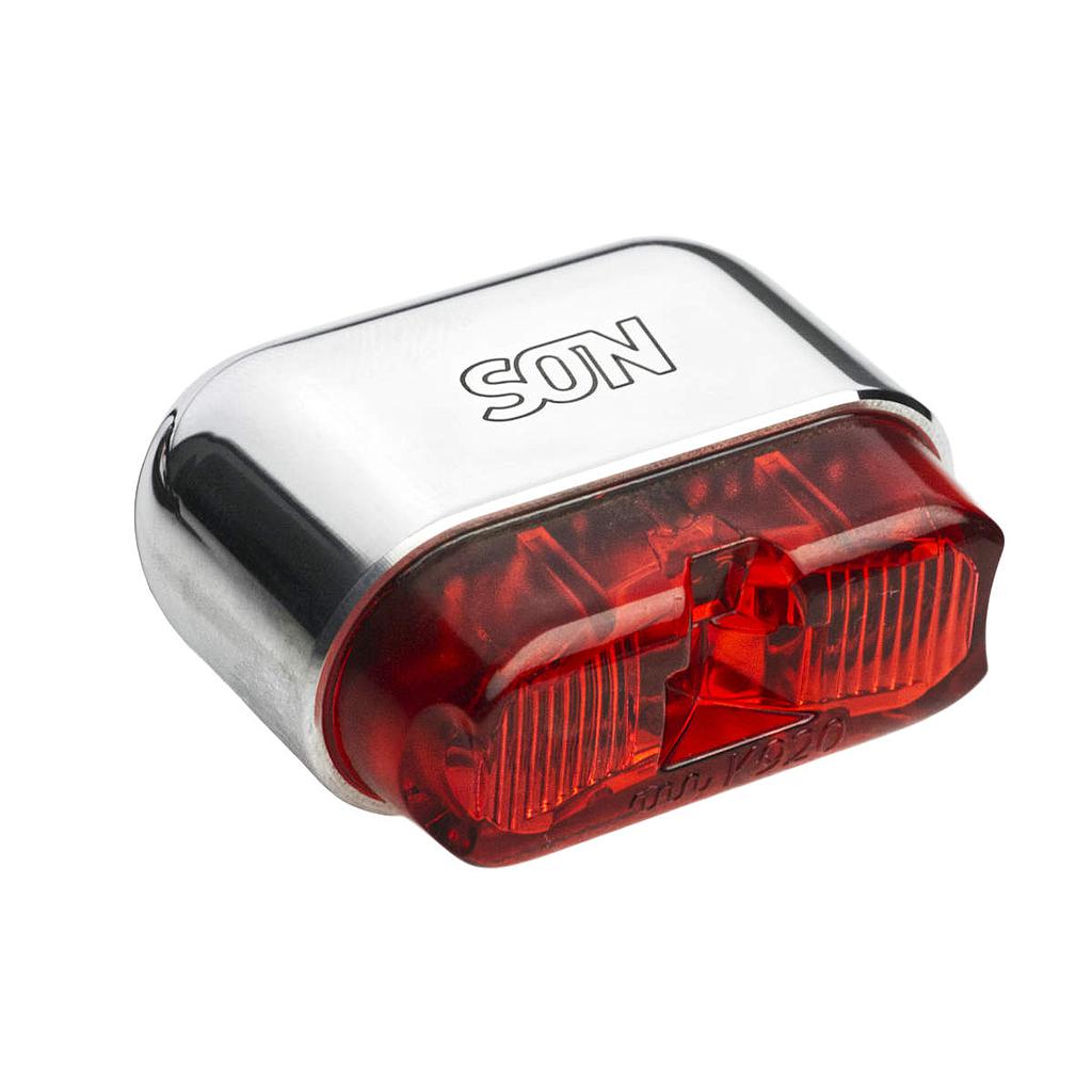Rear light for mudguard polished/red wide profile