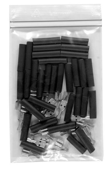 Pack of connectors and heat shrink tubing for 10 SON hub dynamos