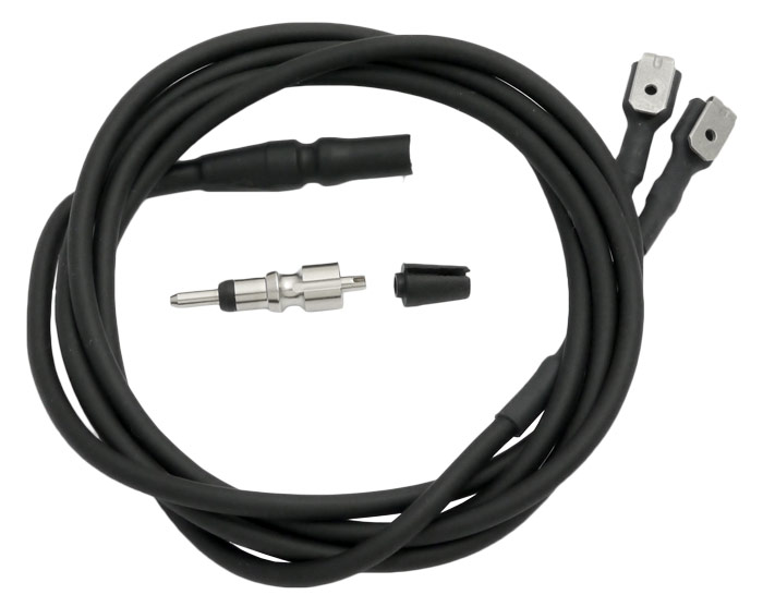 Cable splitter with 4.8 mm piggy backs and coaxial connector