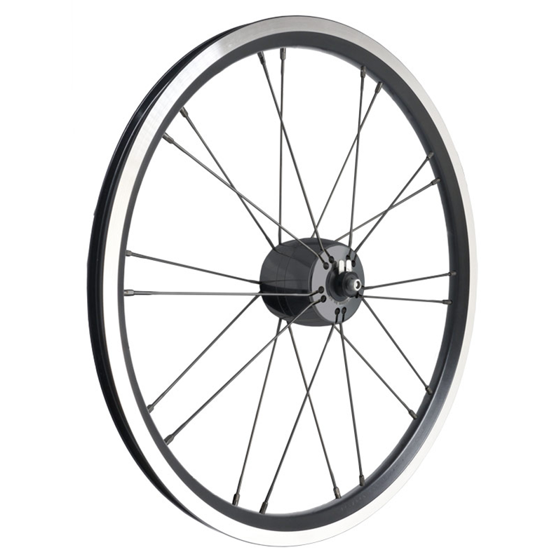 Brompton original rim 20 h black, black spokes, silver nipples, SON XS black anodized