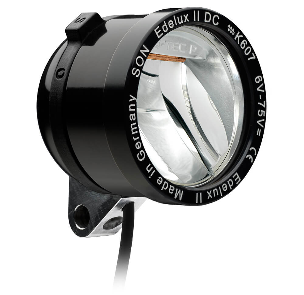 Edelux II DC, 140 cm cable, for 6 to 75 Volts, with switch, with rear light connection, black anodized