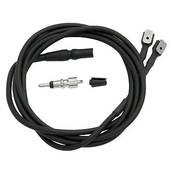 Cable splitter with 4.8 mm piggy backs and coaxial connector