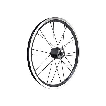 Brompton original rim 20 h black, black spokes, silver nipples, SON XS polished