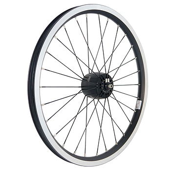 Brompton original rim 28 h black, black spokes, silver nipples, SON XS à la carte